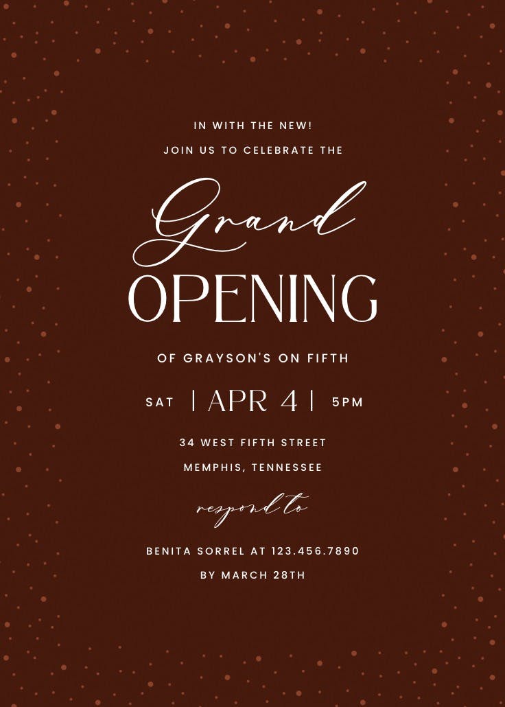 Red dotted frame - grand opening invitation